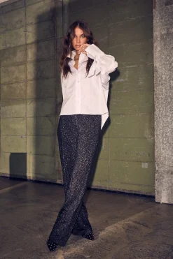 Sale Haute L'Amitié Hole Lurex Knit Pant HL10396 Black