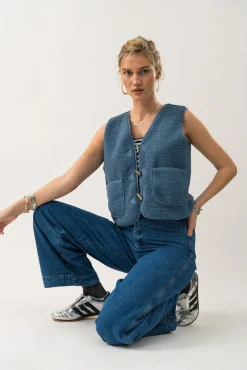 Clearance Lollys Laundry Hugoll Vest Sl90019-1014 29 Dusty Blue