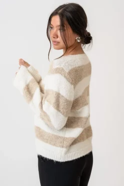 Best BYIC Idunic Cardigan 8075 Beige White Stripes
