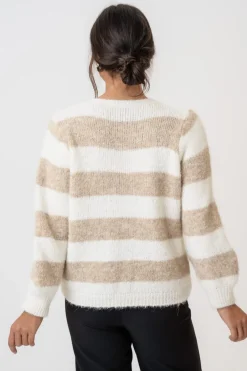 Best BYIC Idunic Cardigan 8075 Beige White Stripes