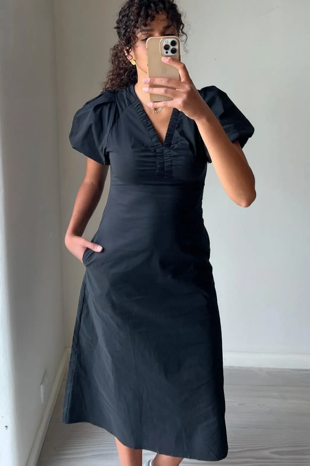 New Neo Noir Illana Poplin Dress Black