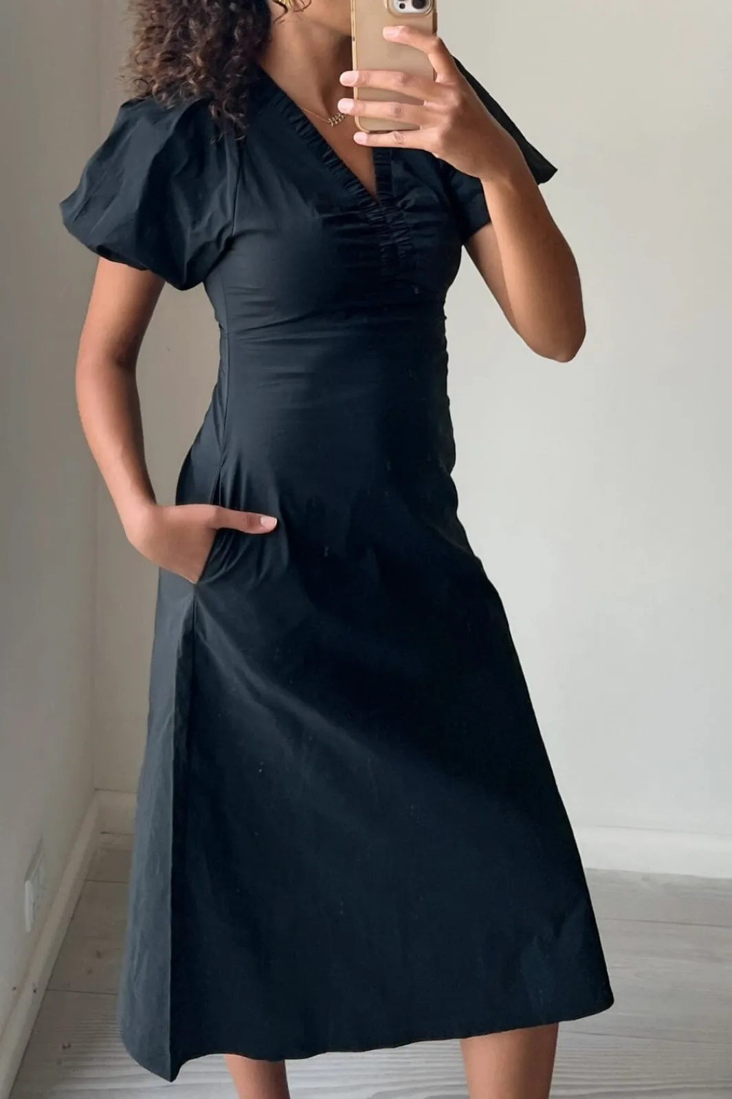 New Neo Noir Illana Poplin Dress Black