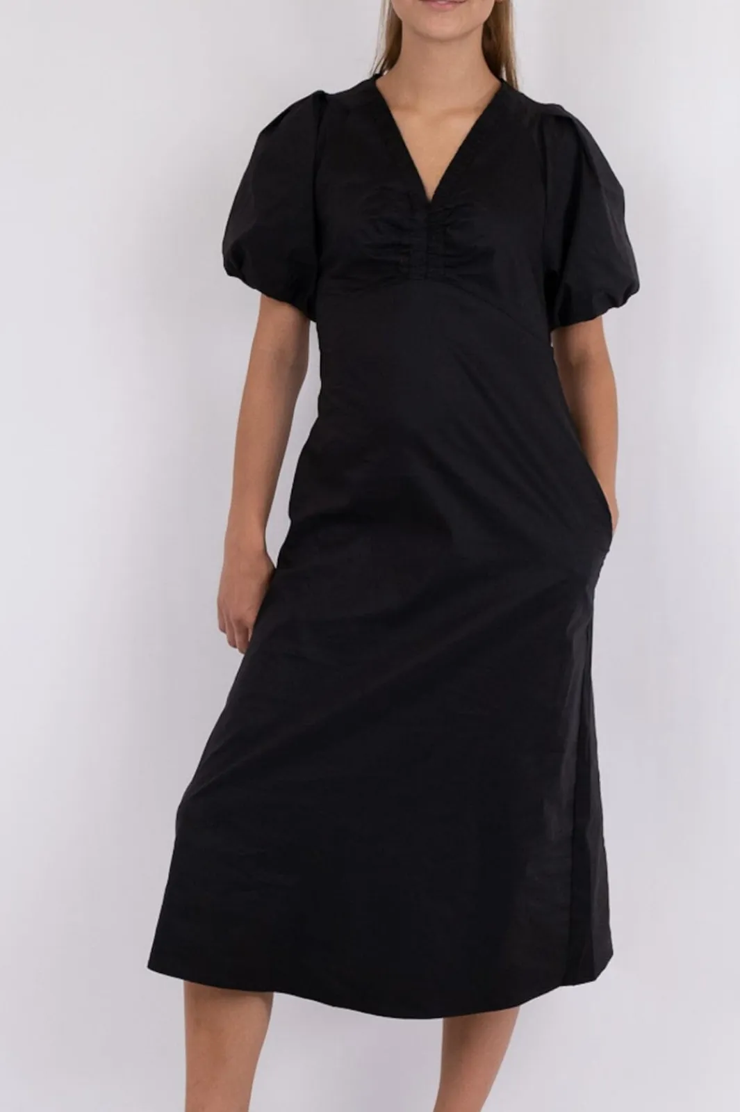New Neo Noir Illana Poplin Dress Black
