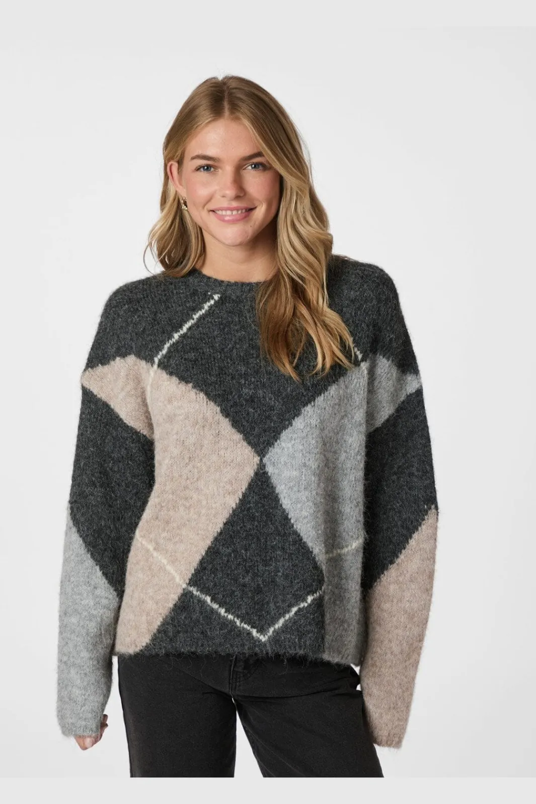 Clearance Neo Noir Inga Check Fluff Knit Blouse 165205 132