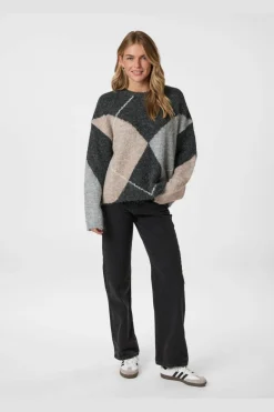 Clearance Neo Noir Inga Check Fluff Knit Blouse 165205 132
