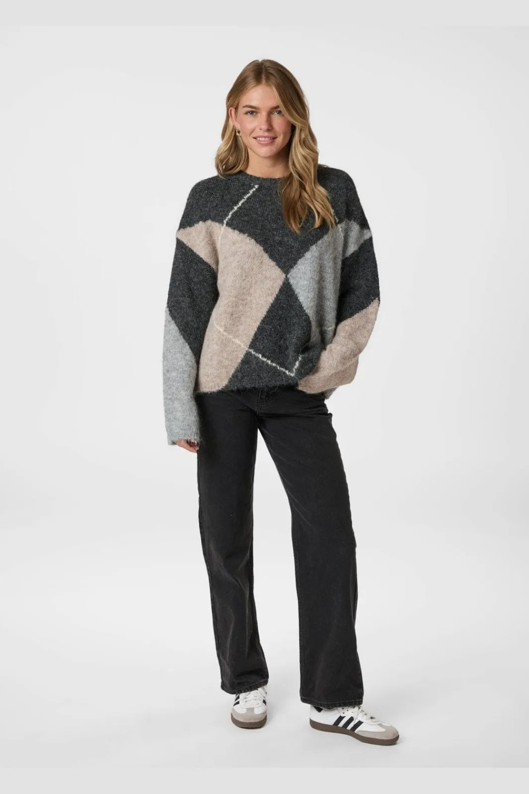 Clearance Neo Noir Inga Check Fluff Knit Blouse 165205 132