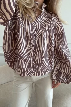 New BYIC Ingeborgic Shirt A23929 Brown Zebra