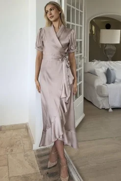 Clearance Karmamia Iris Dress Hammered Satin Blush
