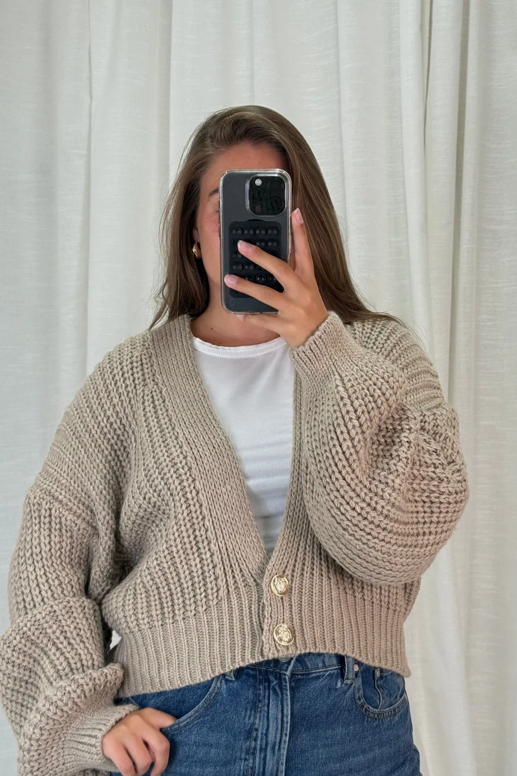A-bee Ivy Cardigan Taupe