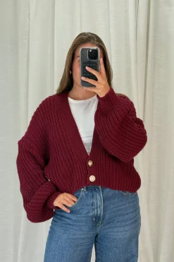 Sale A-bee Ivy Cardigan Burgundy