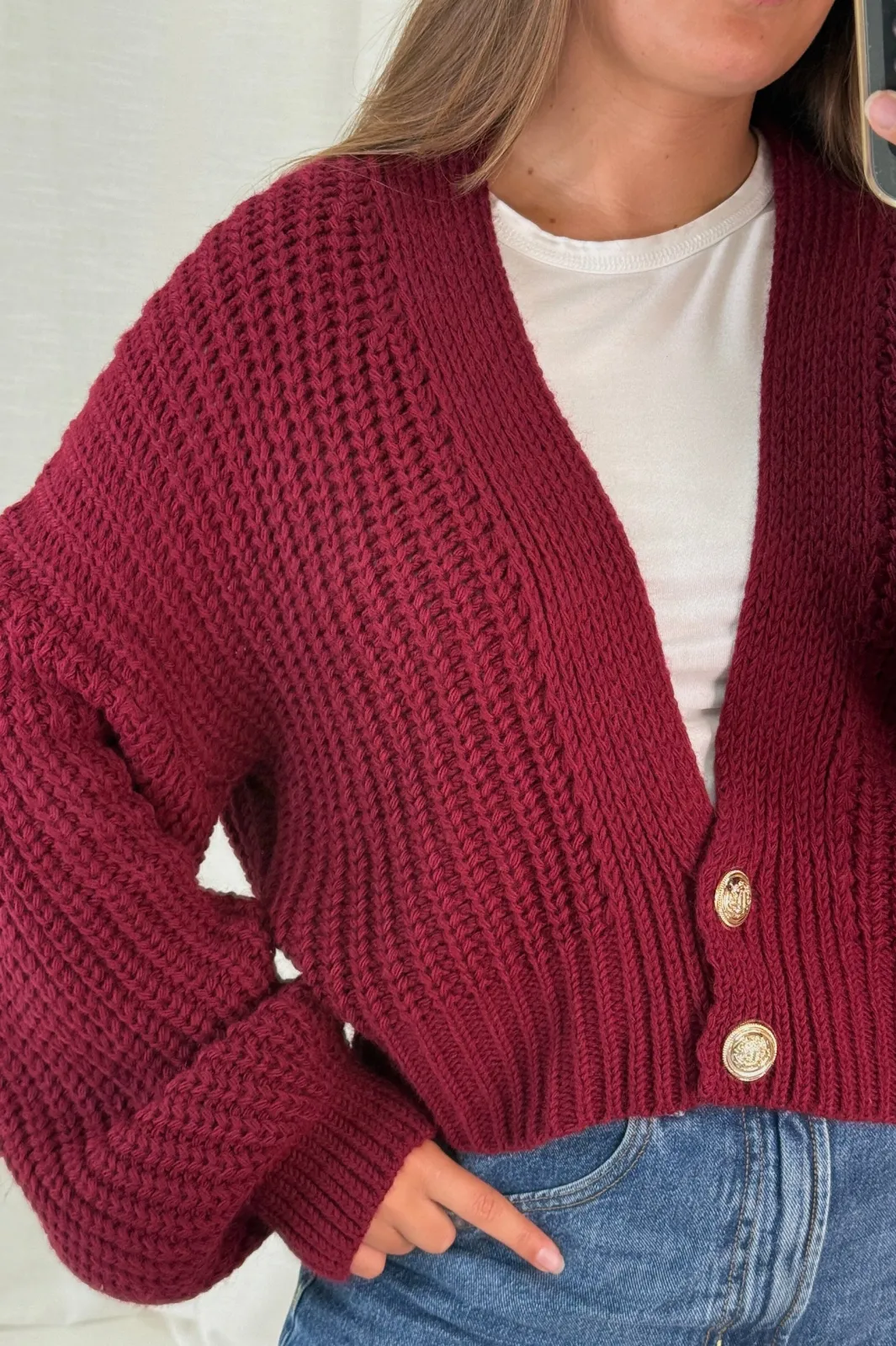Sale A-bee Ivy Cardigan Burgundy
