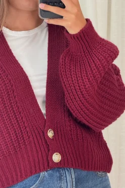 Sale A-bee Ivy Cardigan Burgundy