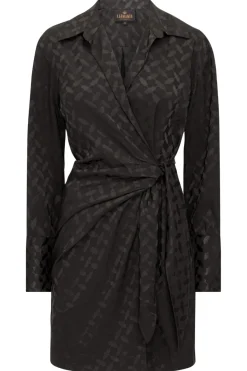Karmamia Ivy Wrap Dress Black Keffiyeh Jacquard
