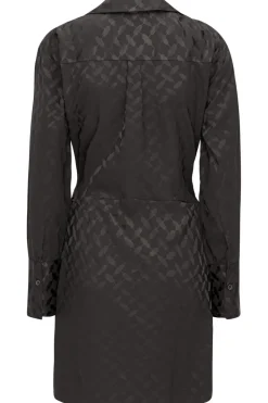 Karmamia Ivy Wrap Dress Black Keffiyeh Jacquard