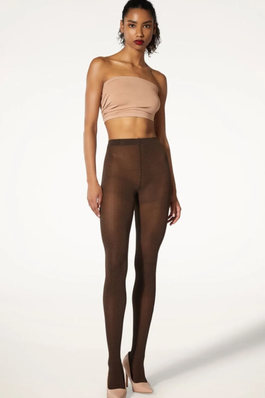 Wolford Jacquard Tights 9952 Umber/black