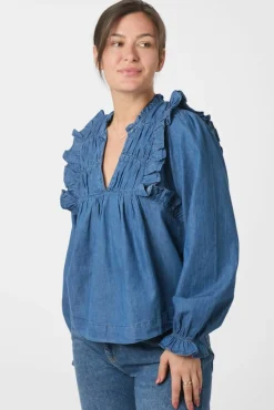 Sale Neo Noir Janis Denim Blouse 166664 140