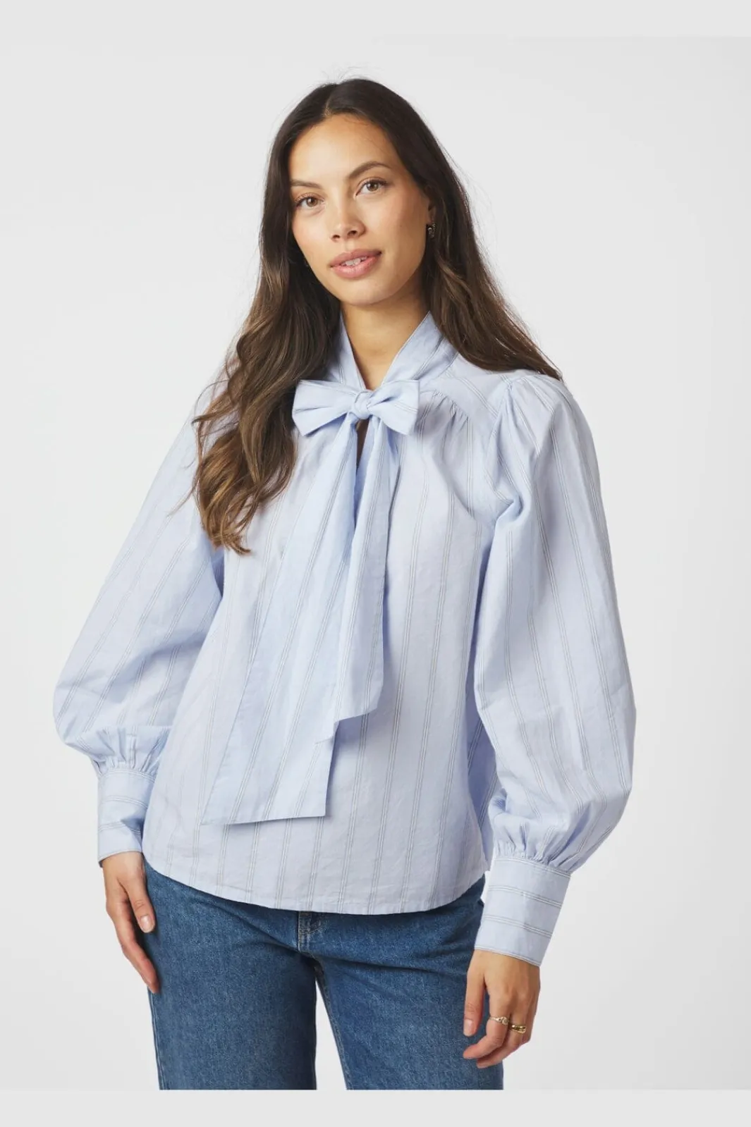 Sale Neo Noir Jaz Bow Stripe Blouse 166718 145
