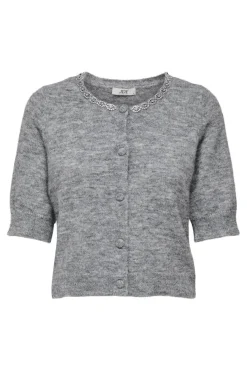 JDY alva Life 2/4 Embel Cardigan Knt 4743463 Medium Grey Melange Silver Embellishment