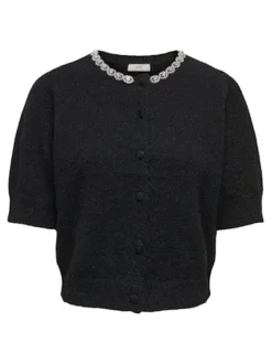 Clearance JDY alva Life 2/4 Embel Cardigan Knt 4907578 Black Silver Embellishment
