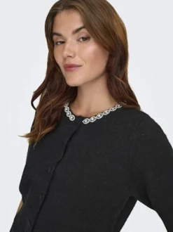 Clearance JDY alva Life 2/4 Embel Cardigan Knt 4907578 Black Silver Embellishment