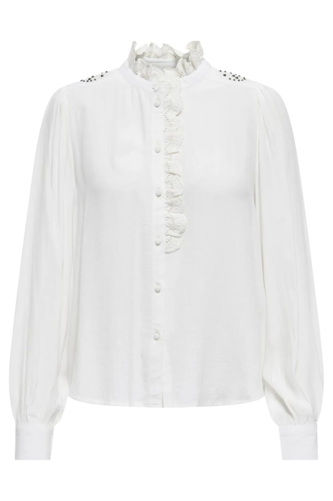 Best JDY amy L/S Frill Shirt 4746806 Cloud Dancer