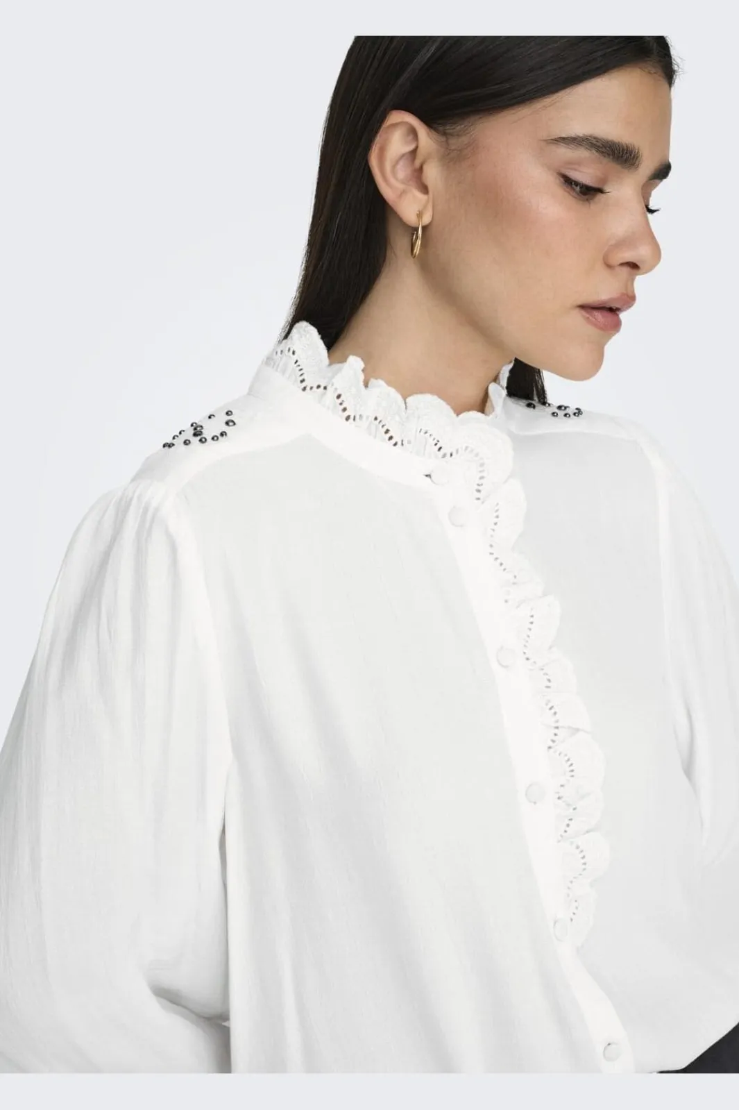 Best JDY amy L/S Frill Shirt 4746806 Cloud Dancer