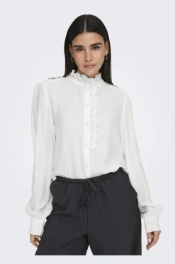 Best JDY amy L/S Frill Shirt 4746806 Cloud Dancer