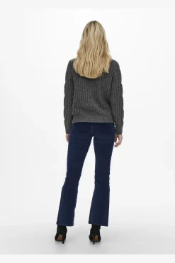 Clearance JDY andrea L/S Zip Cable Pullove Knt 3808118 Dark Grey Melange