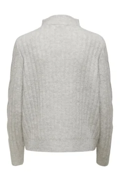 Online JDY andrea L/S Zip Cable Pullove Knt 3764168 Super Light Grey Melange