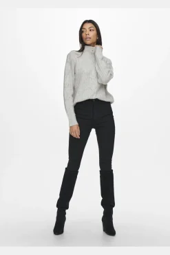 Online JDY andrea L/S Zip Cable Pullove Knt 3764168 Super Light Grey Melange