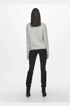 Online JDY andrea L/S Zip Cable Pullove Knt 3764168 Super Light Grey Melange