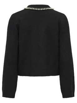JDY april Life L/S Pearl Collar Pull Knt 4867847 Black White Pearls
