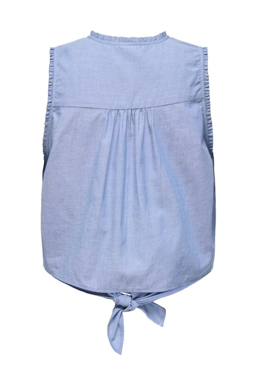 Best JDY bella S/L Emb Knot Shirt 4951536 Faded Denim Cloud Dancer Embroidery