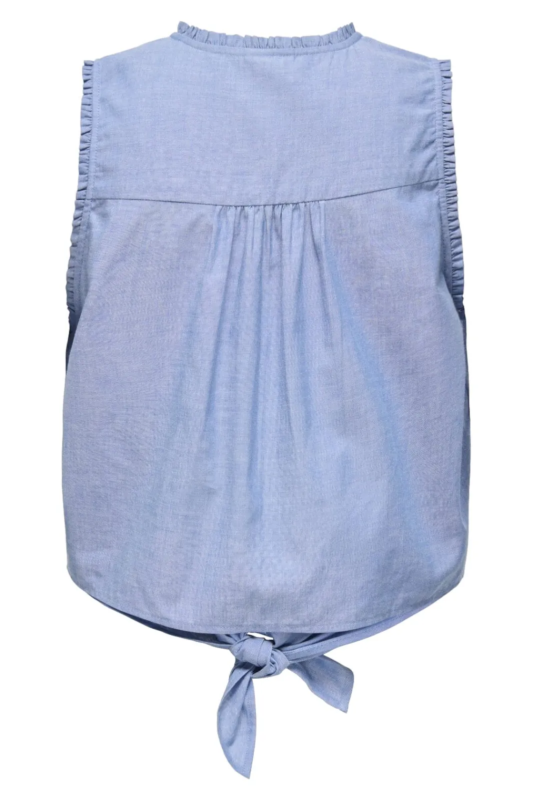 Best JDY bella S/L Emb Knot Shirt 4951536 Faded Denim Cloud Dancer Embroidery