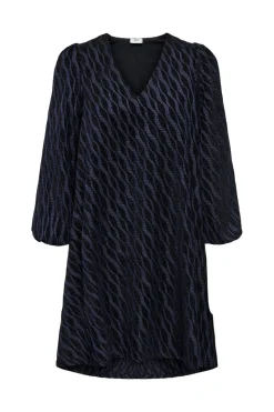 Best JDY beth L/S Jaquard Dress 4875106 Black Medival Blue Jaquard