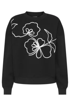 JDY canoa L/S Emb Sweat 4841422 Black Emb White Flower