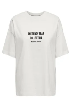 Online JDY carla Front/Back Print T-Shirt 4965614 Cloud Dancer Teddy Bear Collection