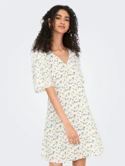 JDY carrie 2/4 Short Dress 4978336 Cloud Dancer Blue Mini Flower