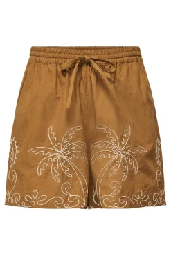 Sale JDY eliza Embroidery Shorts 4952722 Golden Brown Palm Embroidery