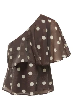 Outlet JDY fay Life One-Shoulder Top 5083204 Chocolate Torte Pristine Dot