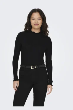 Discount JDY fransiska Life L/S Hi-Nck Top Jr 3600771 Black