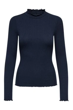 Discount JDY fransiska Life L/S Hi-Nck Top Jr 4890763 Navy Blazer