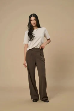Best JDY geggo Life New Long Pant 4071962 Chocolate Brown Black Buttons
