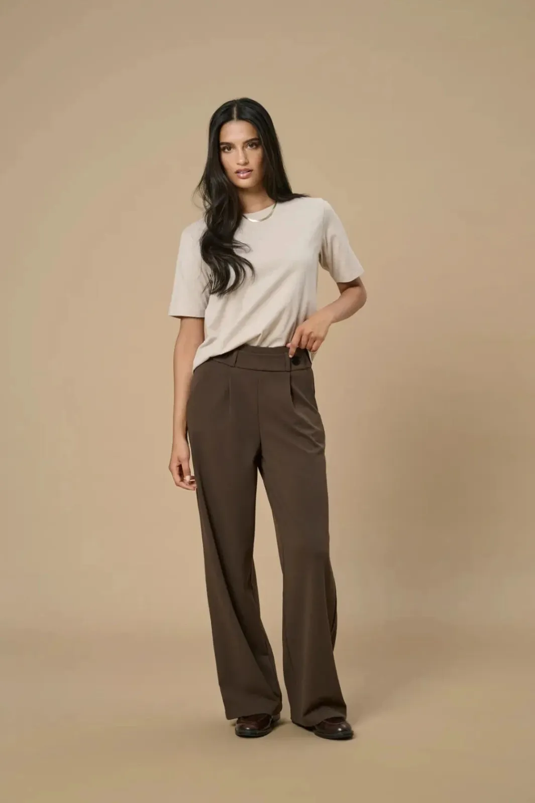 Best JDY geggo Life New Long Pant 4071962 Chocolate Brown Black Buttons