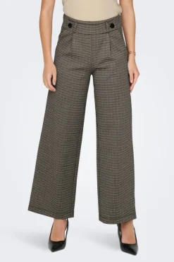 New JDY geggo Mia Long Check Pant 3750952 Cobblestone Mini Check