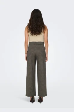 New JDY geggo Mia Long Check Pant 3750952 Cobblestone Mini Check
