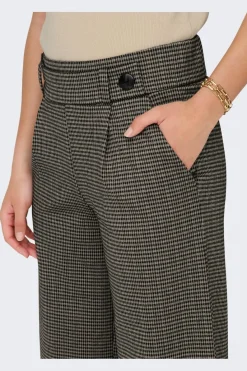 New JDY geggo Mia Long Check Pant 3750952 Cobblestone Mini Check