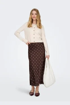 Online JDY hailey Satin Midi Skirt 5082864 Puce Ecru Dots