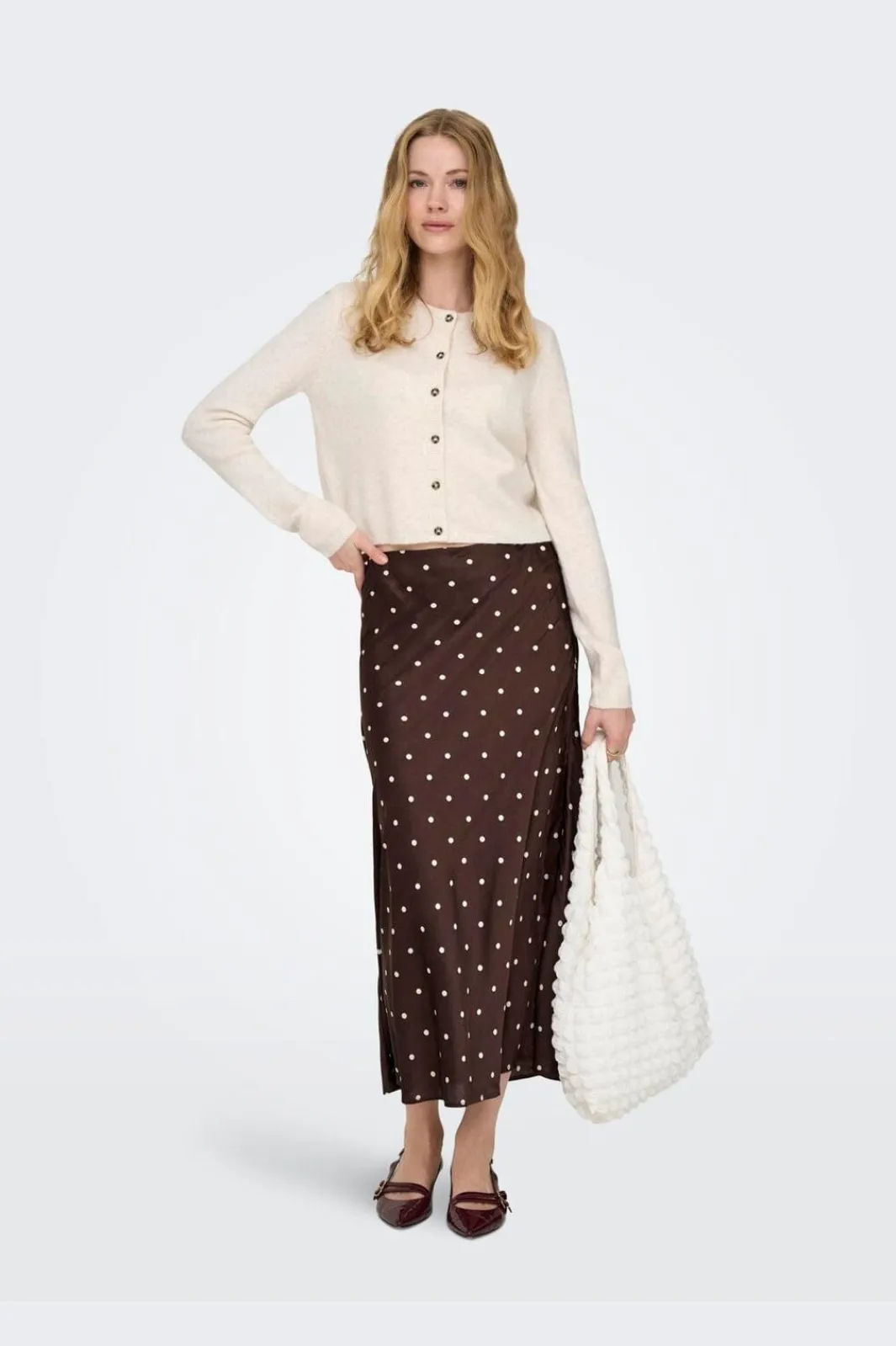 Online JDY hailey Satin Midi Skirt 5082864 Puce Ecru Dots