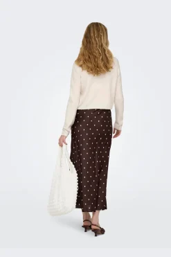 Online JDY hailey Satin Midi Skirt 5082864 Puce Ecru Dots